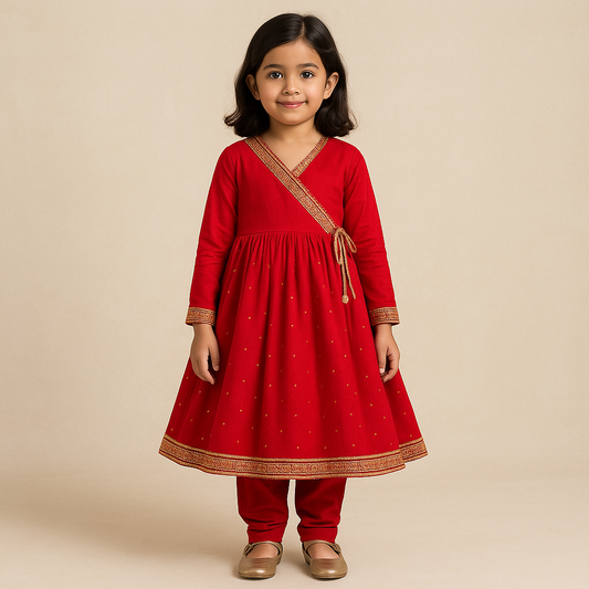 Girls Angrakha Style Dresses (0–14 Years) | Traditional & Festive Kidswear