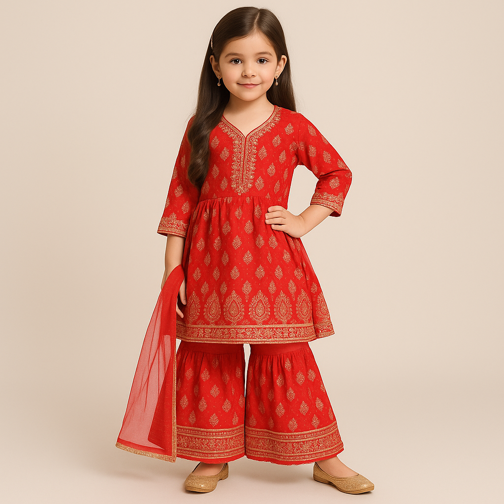 Girls Gharara Set (0–14 Years) | Traditional Festive Pakistani Kidswear