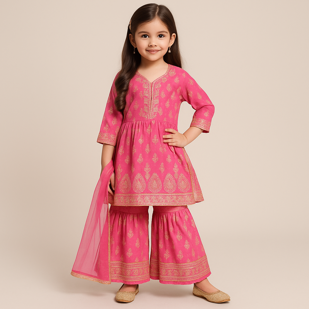 Girls Gharara Set (0–14 Years) | Traditional Festive Pakistani Kidswear