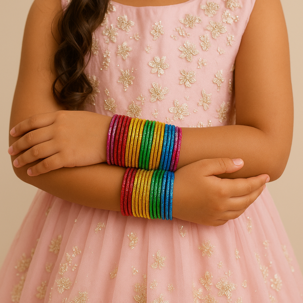 Girls Bangles (Kids Sizes) | Traditional Indian & Pakistani Glass & Metal Bangles